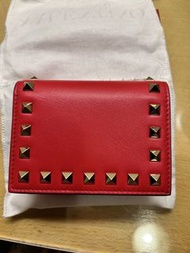 Valentino 窩釘紅色銀包