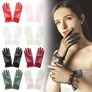 Thin Short Gloves Bridal Gloves Fashion Gloves For Women Korean Transparent Thin Mesh Short F0y1