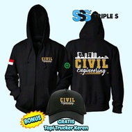 CIVIL ENGINEERING ZIPPER JACKET HOODIE ZIPPER COOL CIVIL ENGINEERING BONUS COOL TRIPLES HAT