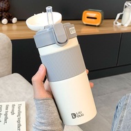 Wenqing Straw Thermos Cup 430ml Bottle Water Stainless Steel Coffee Portable