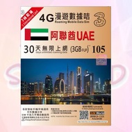 3HK 30天 3/5/10GB 阿聯酋上網卡 數據卡 (阿布達比 杜拜)