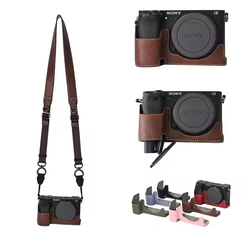 PU Leather Camera Bag Cover For Sony A6300 A6400 A6700 A7CII A7C2 A7CR A7R5 ZVE10 ZVE10II ZVE10M2 ZV