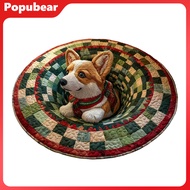 3D Christmas Rug Santa Claus Gnome Quilted Round Floor Mat Optical Illusion Depth Pattern Decorative