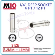 M10 1/4'' DEEP SOCKET LONG SOCKET CHROME 3.2MM-14MM METRIC SOCKET LONG DEEP SOCKET NUT DRIVER 4MM 5M