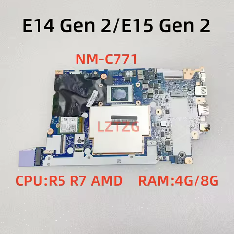 NM-C771 For Lenovo ThinkPad E14 Gen 2 E15 Gen 2 Laptop Motherboard CPU R5 R7 AMD 4G/8G RAM 5B21B8862