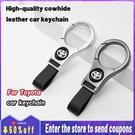 High-quality cowhide leather car keychain /Fashion Metal Alloy key holder Keyring car accessories For Toyota raize Vios Fortuner Innova Corolla Altis Hiace Avanza Land Cruiser Hilux Camry Wigo RAV4 Revo Corolla Yaris Previa FJ Cruisertan'tu Alphard Prado