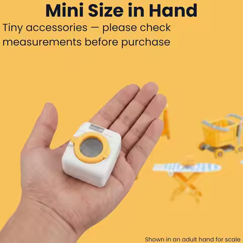 Family Dollhouse Laundry Set Washing Machine Ironing Board & Iron Vacuum Storage Stand & Rolling Car