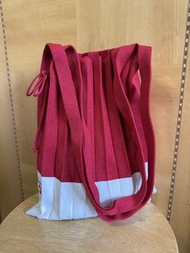 Joseph and Stacey 摺摺購物袋  Red Pleated Knit Tote Bag