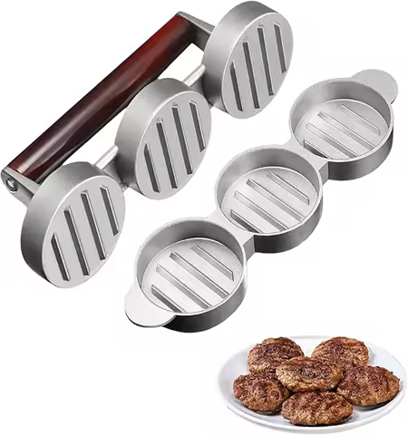 Mini Burger Press Sausage Patty Slider Press Makes 3 Round Patties at Once for Homemade Mini Burgers