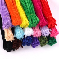 100pcs/set Chenille Stems Twisty Strips Velvet Fuzzy Wire DIY Flower Material Pack-Macaron Color Flo