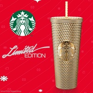 Starbucks Special Edition Metal Thorn Cup Bling Cold Storage Mug Limited Gold