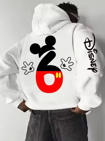 New Disney Digital Mickey 6 Printed Hoodie Adult Children Teen Personalized Family Parent-Child Wear