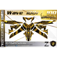Honda Wave 100 / 100R Decals High-Quality Stickers (gold design)