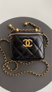 原廠瑕疵品 Chanel雙金球小方盒 Gold Ball mini Vanity Case