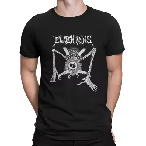 Black Monster Spider Game T-Shirt Men DARK SOULS Novelty Cotton Tees Crew Neck Short Sleeve T Shirts