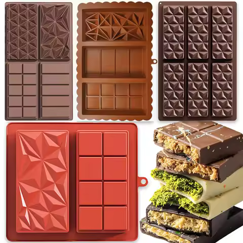 Dubai Chocolate Bar Mold Deep Pistachio Chocolate Bar Silicone Thick Mold for Stuffed Bar Large Cand