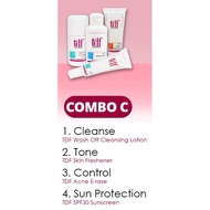 TDF wash off cleansing lotion 100ml+TDF skin freshener 100ml+TDF acne erase 20ml+TDF sunblock 50ml C
