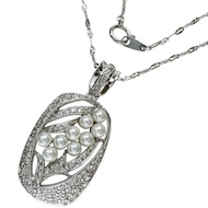 Pre-owned 2.9mm, 0.53ct baby Akoya pearl necklace in 18K white gold, 8.6g, 40cm, for women.