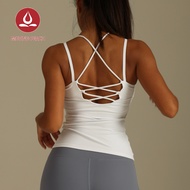 MOVING PEACH Tank Top Woman Breathable Pilates Yoga Top Quick Drying Multi-cross Camisole Sports Fit