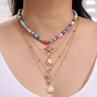 Bohemian Colorful Beads Necklace For Women Pendant Choker F