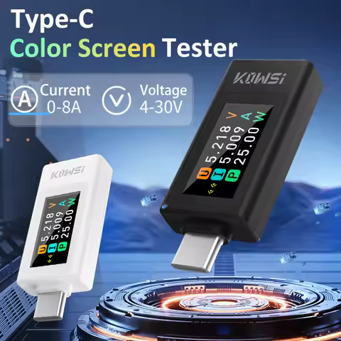 KWS-1902L NEW Type-C Current & Voltage Monitor 4-30V 0-8A Power Meter Tester Digital Colour Screen M