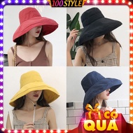 Nón Vành Rộng Chống Nắng Style Retro Trơn - 100style