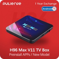 【Pre-install Apps】H96 MAX V11 Android Box Tv 4GB 64GB RK3318 Android11 TV 4K 2.4G/5G WiFi PULIERDE local pre-set IPTV Singapore Smart Set Top Box for TV