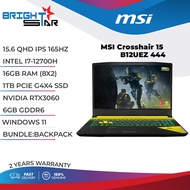 MSI New Gaming Laptop Crosshair 15 B12UEZ 444 (15.6 QHD 165Hz / I7 12700H / 16GB  / 1TB SSD / RTX306