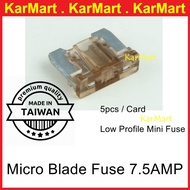 5pcs 7.5A fuse Micro Short Low profile Mini blade Low Profile Fuse 7.5 Amp 7.5amp Blade Automotive H