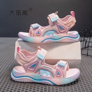 Girls Sandals Summer 2024 Little Girls Anti-Slip Soft-Soled Princess Shoes Medium Big Children Child