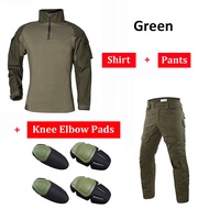 Tactical Combat Set Military Uniform Men Training Shirt Pants Suits (With Elbow Knee Pads )