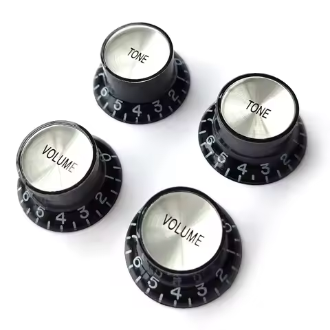 4pcs Guitar Bell Top Hat Speed Control Knobs 2 Volumes 2 Tones Silver Bell For Gibson Epiphone Les P