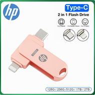 HP 1TB 2TB Usb-C แฟลชไดร์ฟ2 In 1 OTG USB แฟลชไดร์ฟ Pendrive 512GB แฟลชหน่วยความจำสำหรับ IPhone16/15/