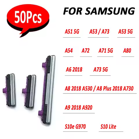 50Pcs，Power Volume Side Button Key For Samsung A90 A13 5G A51 A71 A53 A73 5G A53 A73 A54 A72 A80 A6 