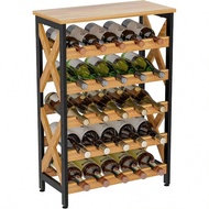 25 Bottle Wine Rack Freestanding Floor Rustic Wine Holder Stand 5 Tier Wobble-Free Tall Wine Racks W