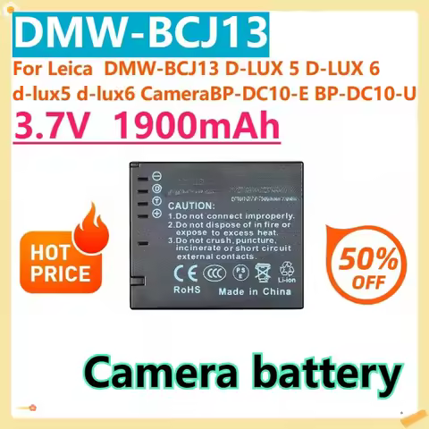 For Leica DMW-BCJ13 D-LUX 5 D-LUX 6 d-lux5 d-lux6 CameraBP-DC10-E BP-DC10-U 3.7V 1900mAh Replacement