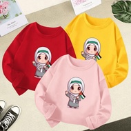 3-12 Years Old Cartoon Pakistani Girl Printed Girl Long Sleeve T-shirt Soft Round Neck Kids Tops Cas