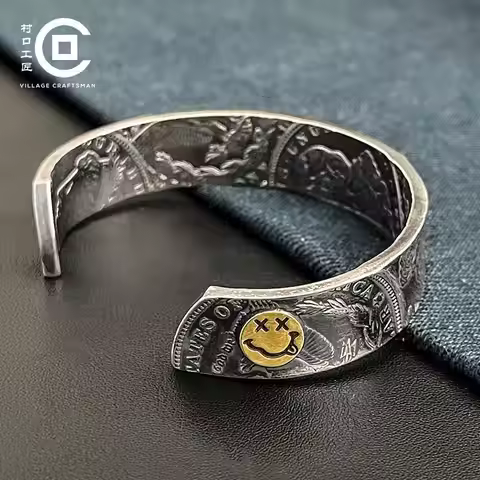 Hard Silver Coin Antique Coin U.S. Dollar Coin Midas Gold Smiley Morgan Coin Bracelet Couple