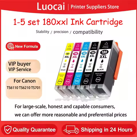 Canon PIXMA Ink 1 Set PGI-180XXL Ink Cartridge Compatible for Canon PIXMA TS6110 TS6210 TS701 Printe