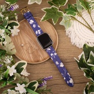 小白花印花海軍藍蘋果錶帶 for Apple Watch 4/5/6/7/8/9/SE/Ultr