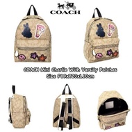 Aman Tas Ransel Coach Mini Charlie With Varsity Patches Hot Sale