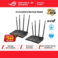 [Twin Pack Promo] ASUS RT-AX1800HP Dual Band WiFi 6 Extendable Router, Subscription-free Network Sec