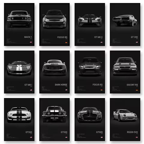 GT350 RAPTOR Canvas Wall Art Print Poster GT500 Sports Car Decoration Painting Modern Home Decoratio