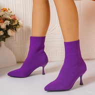 Taiwan Shipping Boots Women Plus Size Autumn European American Stiletto High Heel Solid Color Pointe