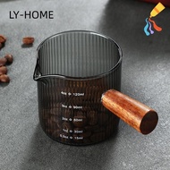 LY Milk Cup, Glass Gray Espresso Cup, Easy to Clean Multipurpose High Quality Vertical Grain Measuring Cup Milk Espresso Shot
