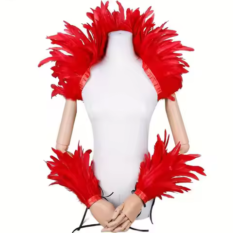 Halloween Punk Cosplay Party Elegant Womens Shawl Feather Masked Ball Carnival Y2k Scarf Red Scarf G