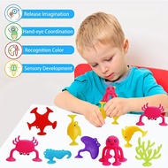 Sea Animals Suction Cup Toys Silicone Ocean Animals Suckers Suction Bath Toys for Toddler Kids Mold 