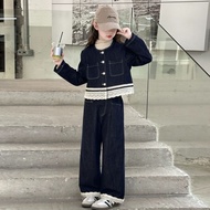 DV-053 IMPORTED GIRLS' LONG-SLEEVED TOP SET AGES 8-13 YEARS COOL, MODERN CARDIGAN TOP SET WITH KATBO