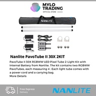 Nanlite PavoTube II 30X RGBWW LED Pixel Tube with Internal Battery (4') - 2 Light Kit