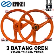 ENKEI SPORT RIM 3 BATANG OREN FULLCHOP YAMAHA PNP Y15ZR Y16ZR 125ZR LC135 V8 FI Y125Z ORANGE ENKEI 1